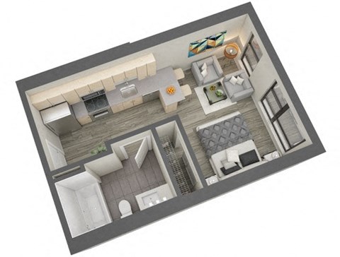 Ericsson Floor Plan 362 Sq.Ft. at The Whit, Minneapolis, Minnesota